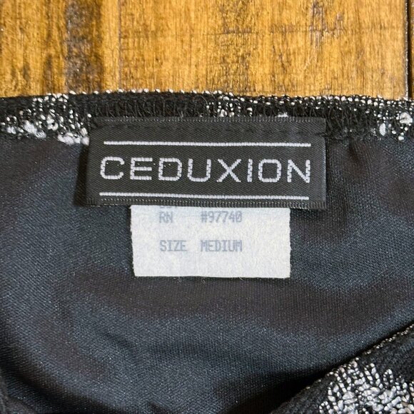 Y2K Vintage CEDUXION Black & Silver Heart Pattern Bodycon Dress - Juniors Medium - Picture 8 of 10